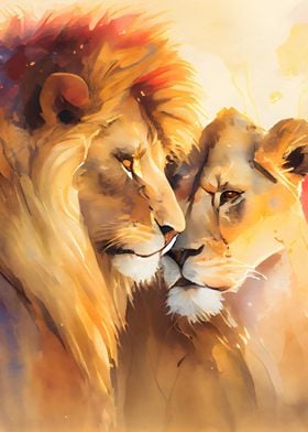 Majestic Love Lion Couple