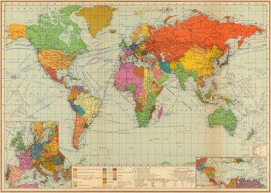 Vintage Russian world map