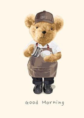 Bear doll barista