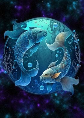 Pisces Zodiac Poster