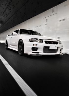 Nissan skyline r34 white