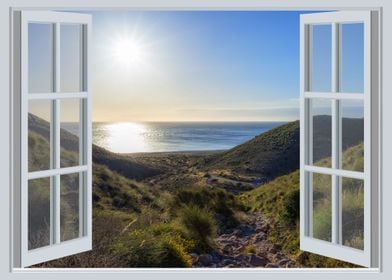 Open window landscape sea