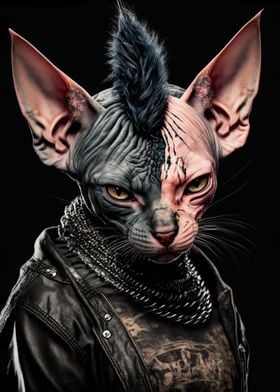 Punk Rock Sphynx Cat