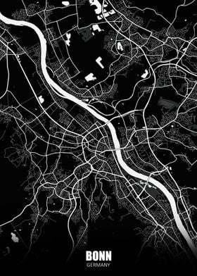 Bonn Germany Dark Map