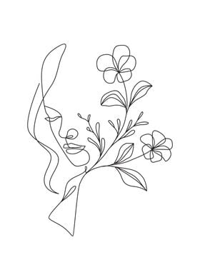 Cute Floral Woman Face Art