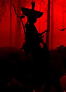 Red Sillhouette Samurai