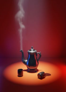 Smoky Teapot and Glass