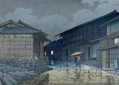 Ukiyo e Nissaka in Rain