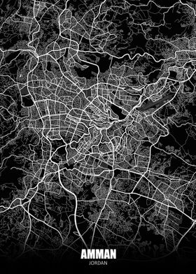 Amman Jordan Dark Map