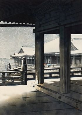 Ukiyo e Evening Snowfall