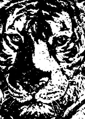 tiger in black and white
