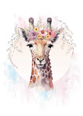 Floral Giraffe Painting