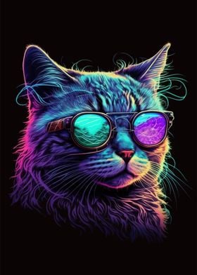 Neon NERD Cat