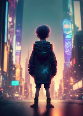 Child amidst Cyber City