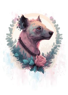 Watercolor Flower Hyena