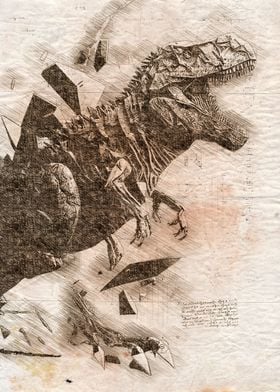 T rex pencil sketch