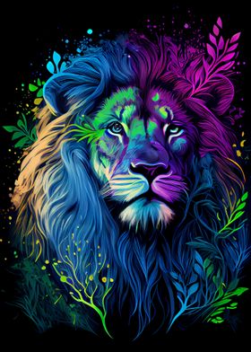 Abstract Colorful Lion