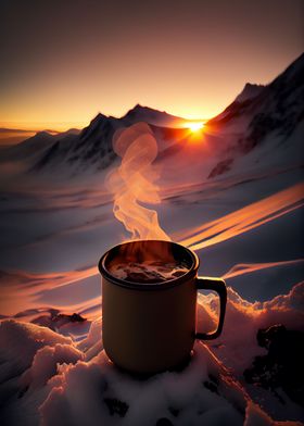Hot coffee in the cold