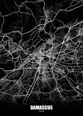 Damascus Syria Dark Map