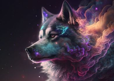 Siberian Husky in nebulae