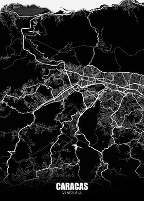 Caracas Venezuela Dark Map