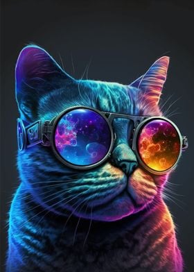 Neon NERD Cat