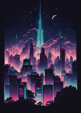 Neon Tokyo Skyline