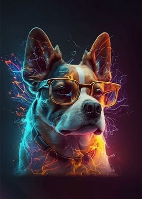 Neon Glasses Dog