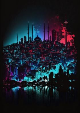 Neon Istanbul Skyline