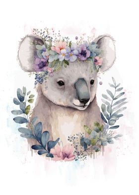 Flower Koala Bear Painting