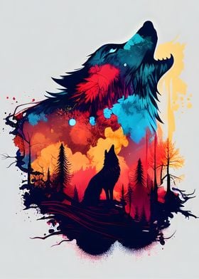 wolf art poster