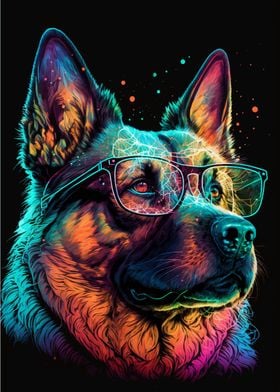 Neon Glasses Dog