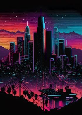 Neon Los Angeles Skyline