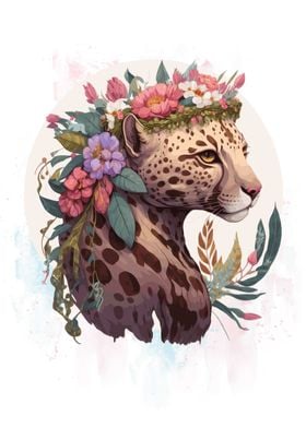 Flower Ocelot Painting