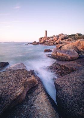 Pink granite lighthouse