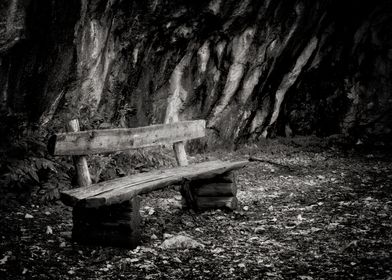 Bench On Mountain Trail