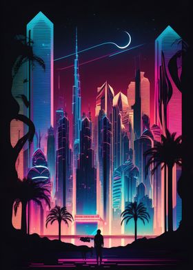 Neon Dubai Skyline