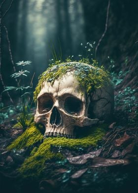 Skull in forest
