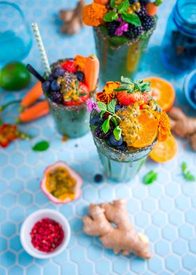 Colorful fruit shake