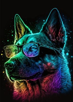 Neon Glasses Dog