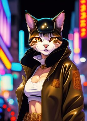 Cyberpunk Human Cat Stray