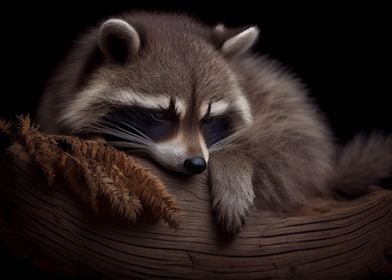 sleeping raccoon