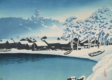 Ukiyo e Snowing Landscape