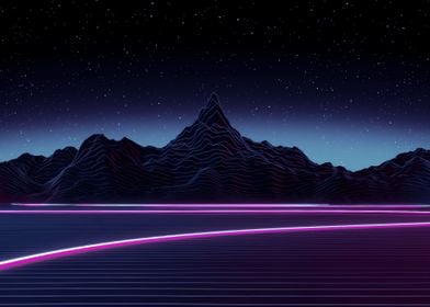 Landscape Neon Retro Art