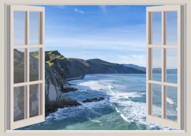 Window view sea landscape