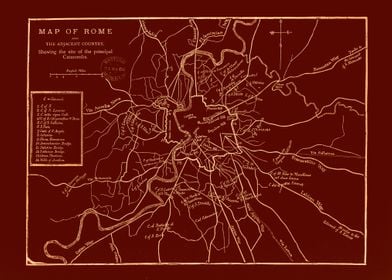 Rome Vintage red old map