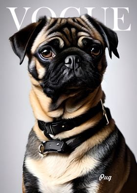 Pug Dog Vogue Poster