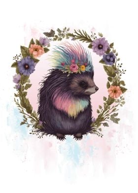 Cute Floral Porcupine Art