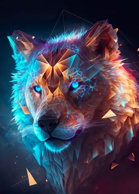 Abstract Lion Wolf Fusion