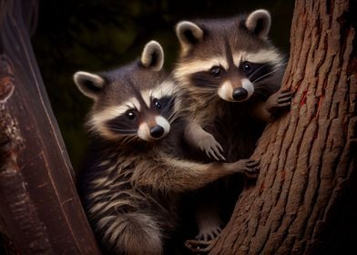 raccoon family